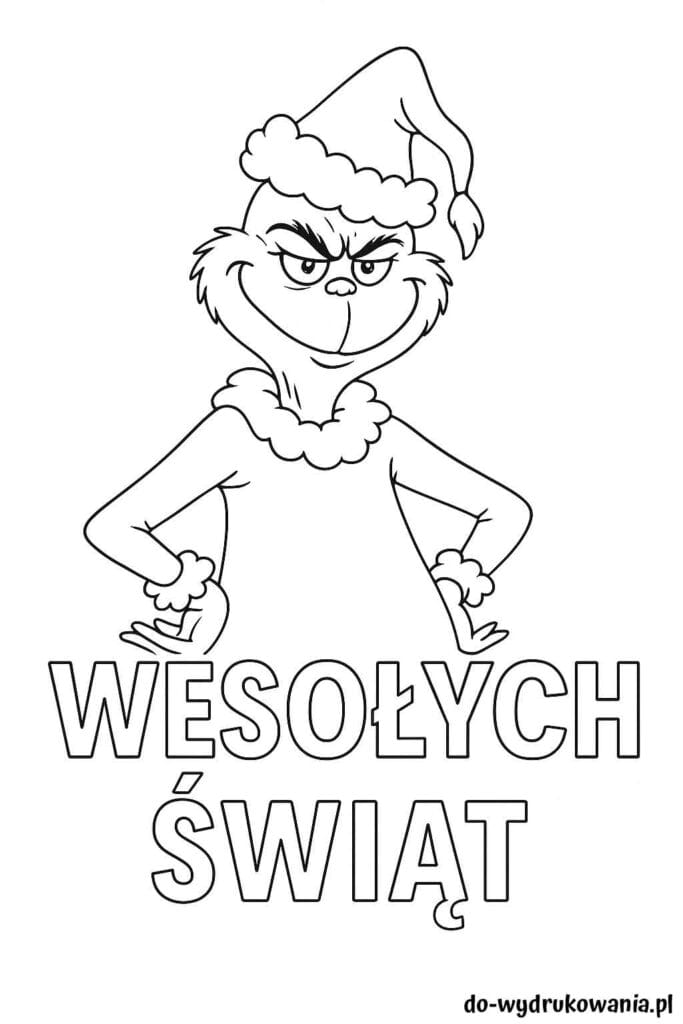 Kolorowanka Grinch #2 do wydrukowania w formacie pdf