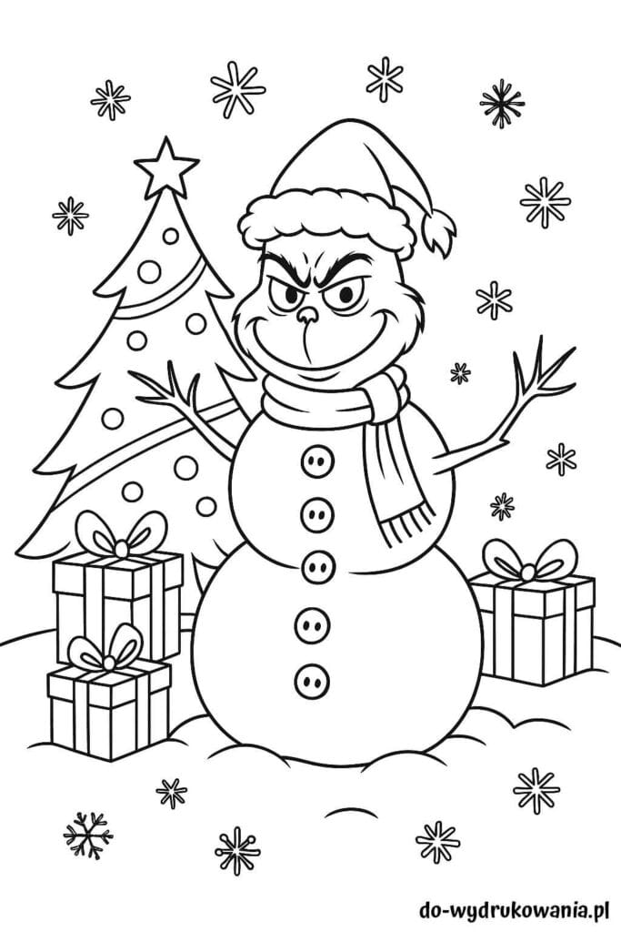 Kolorowanka Grinch - bałwan do wydrukowania w formacie pdf