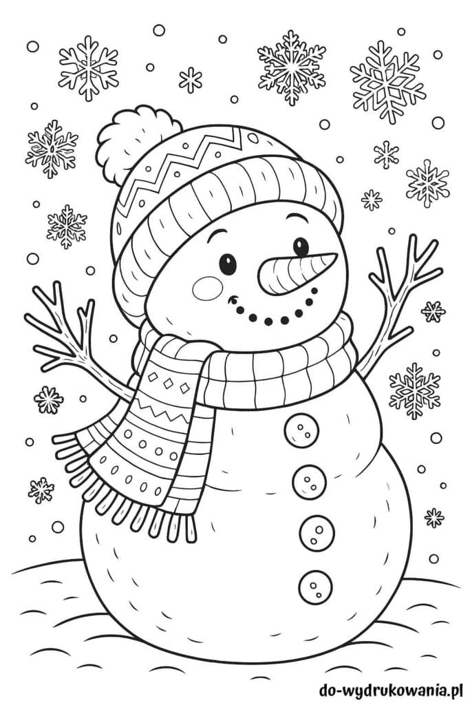 Kolorowanka bałwanek do wydrukowania w formacie pdf