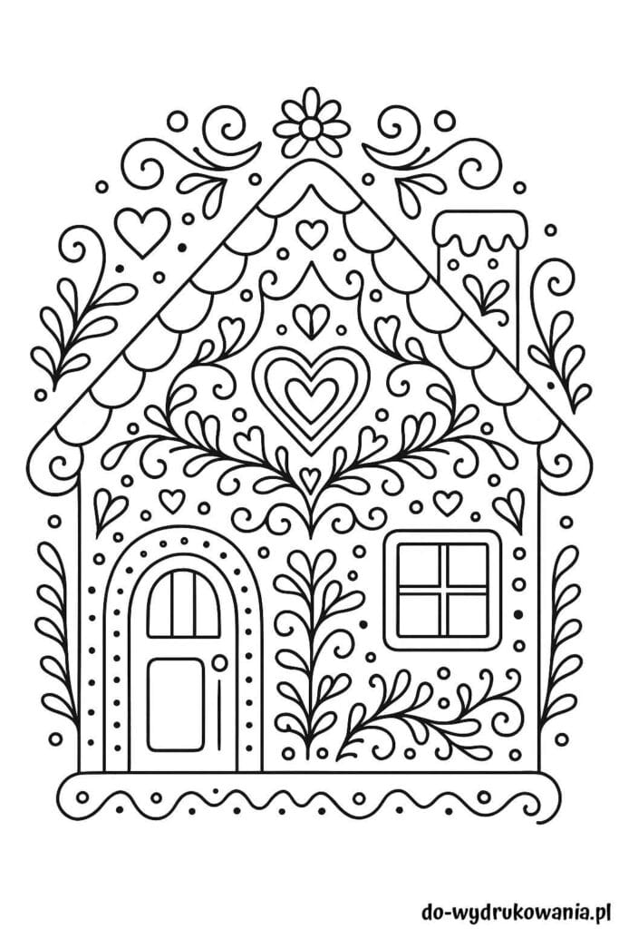 Kolorowanka domek z piernika #1 do wydrukowania w formacie pdf