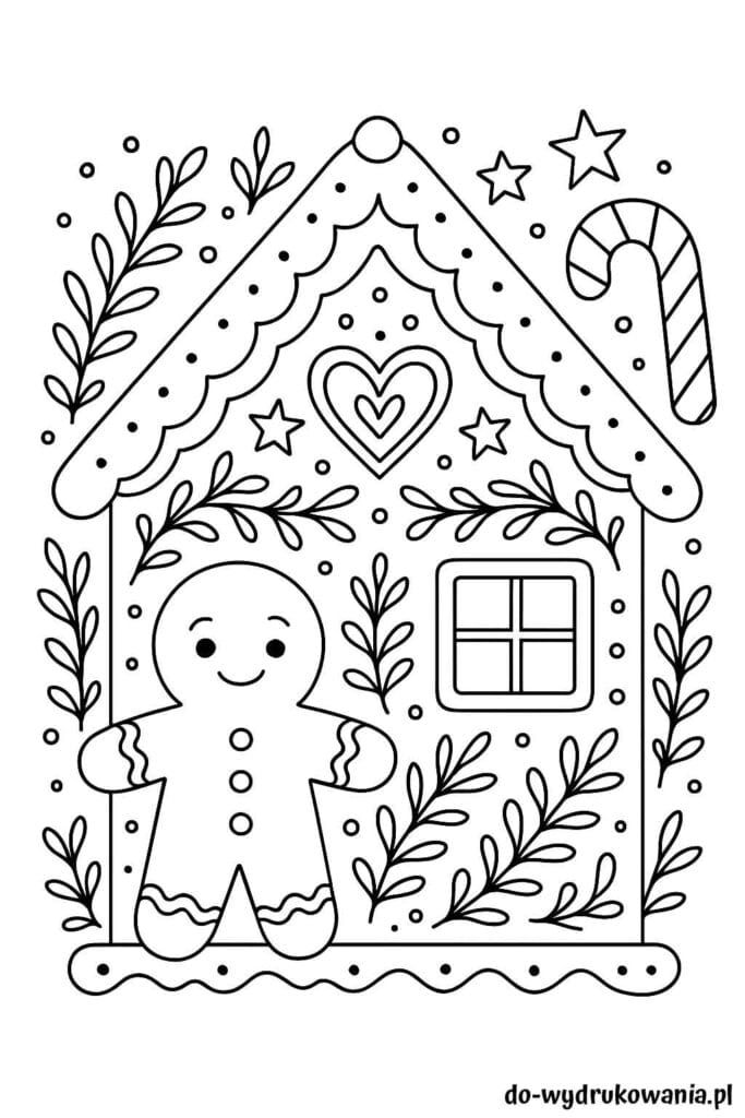 Kolorowanka domek z piernika #2 do wydrukowania w formacie pdf
