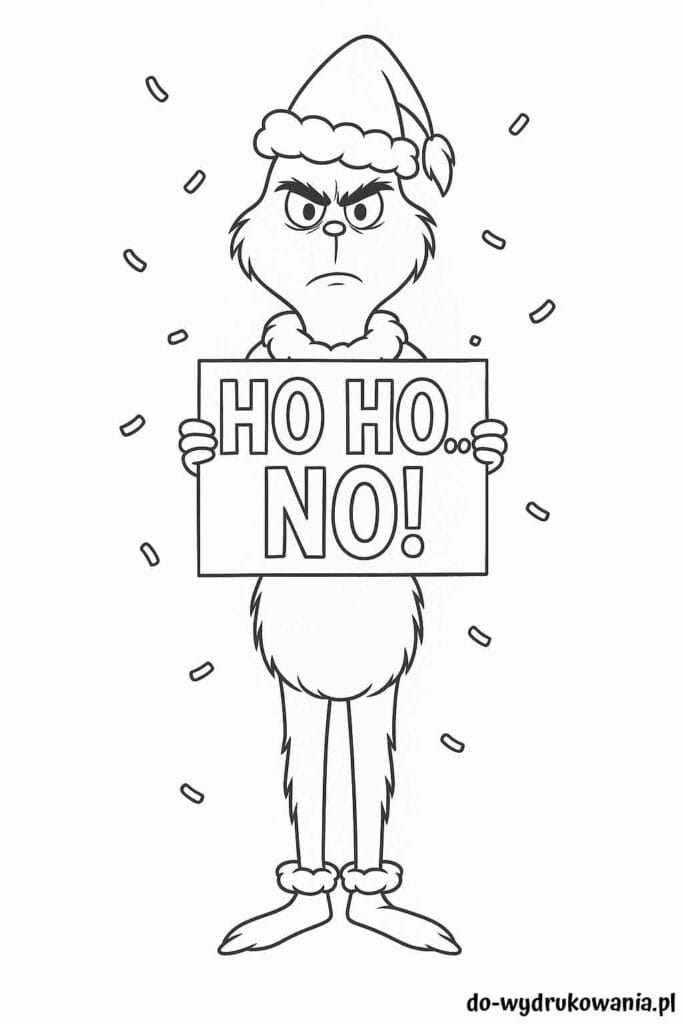 Kolorowanka niezadowolony Grinch do wydrukowania vw formacie pdf