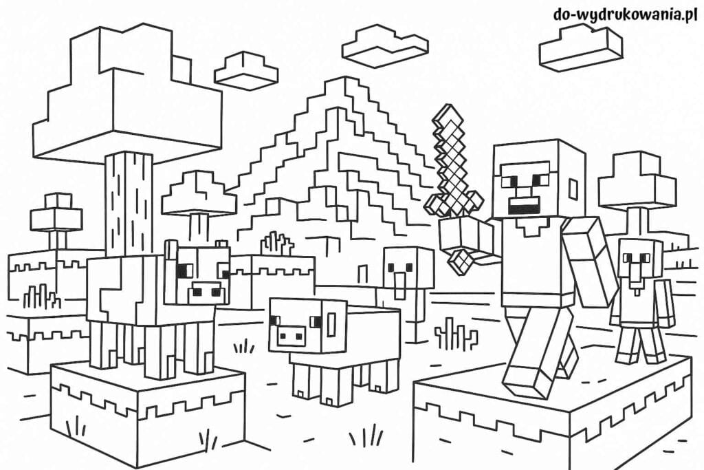Kolorowanka Minecraft do wydrukowania w formacie pdf