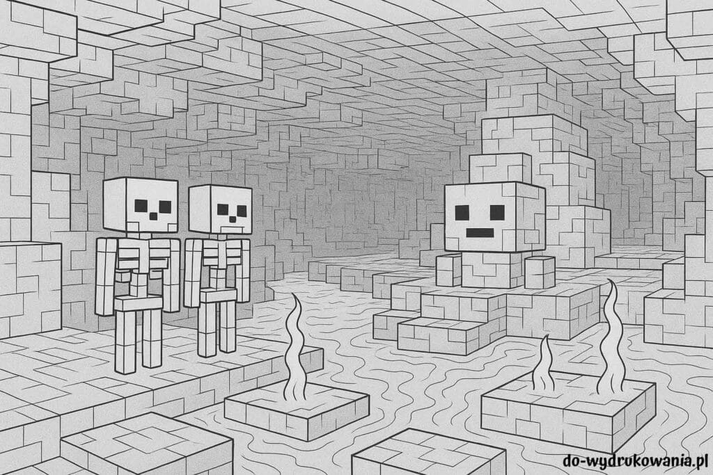 Kolorowanka Minecraft lochy do wydrukowania w formacie pdf