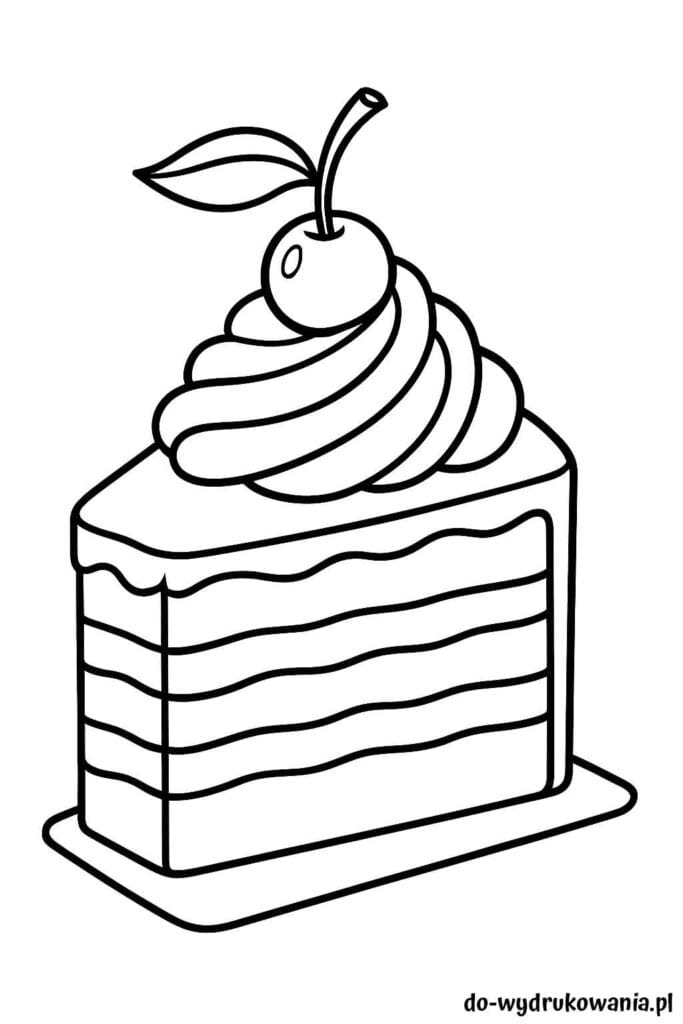 Kolorowanka kawałek ciasta do wydrukowania w formacie pdf