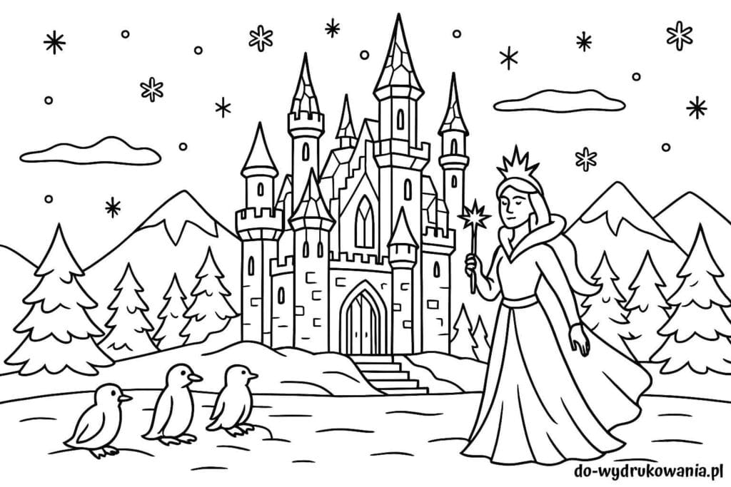 Kolorowanka królowa śniegu do wydrukowania w formacie pdf