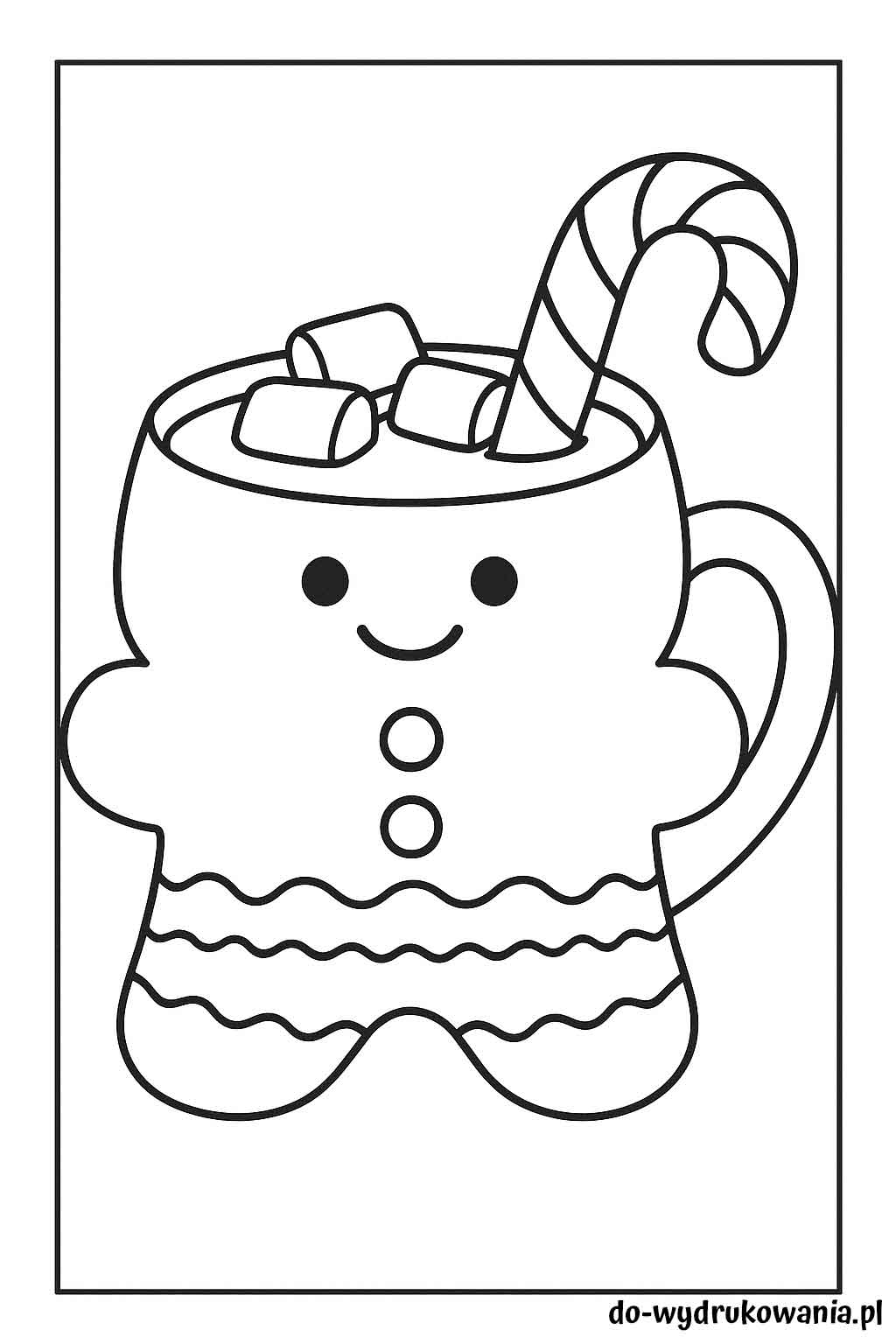Kolorowanka kubek czaekolady z piankami do wydrukowania w formacie pdf