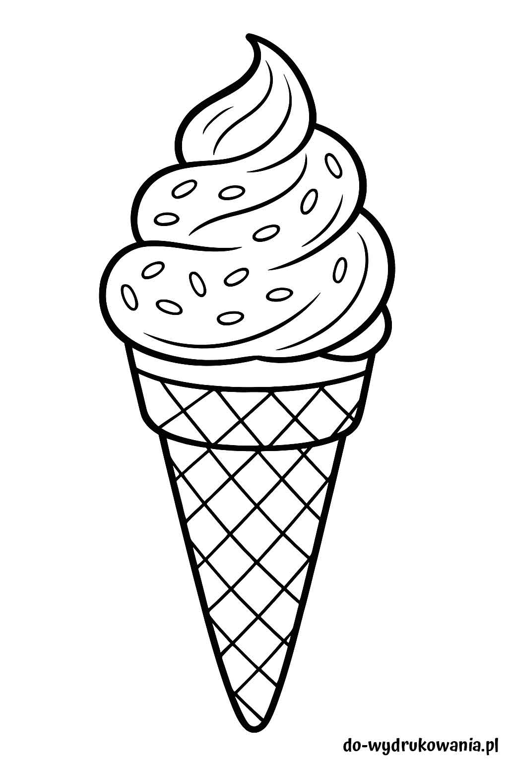Kolorowanka lody w rożku do wydrukowania w formacie pdf
