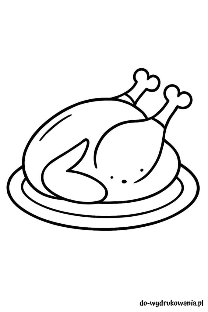 Kolorowanka pieczony kurczak do wydrukowania w formacie pdf