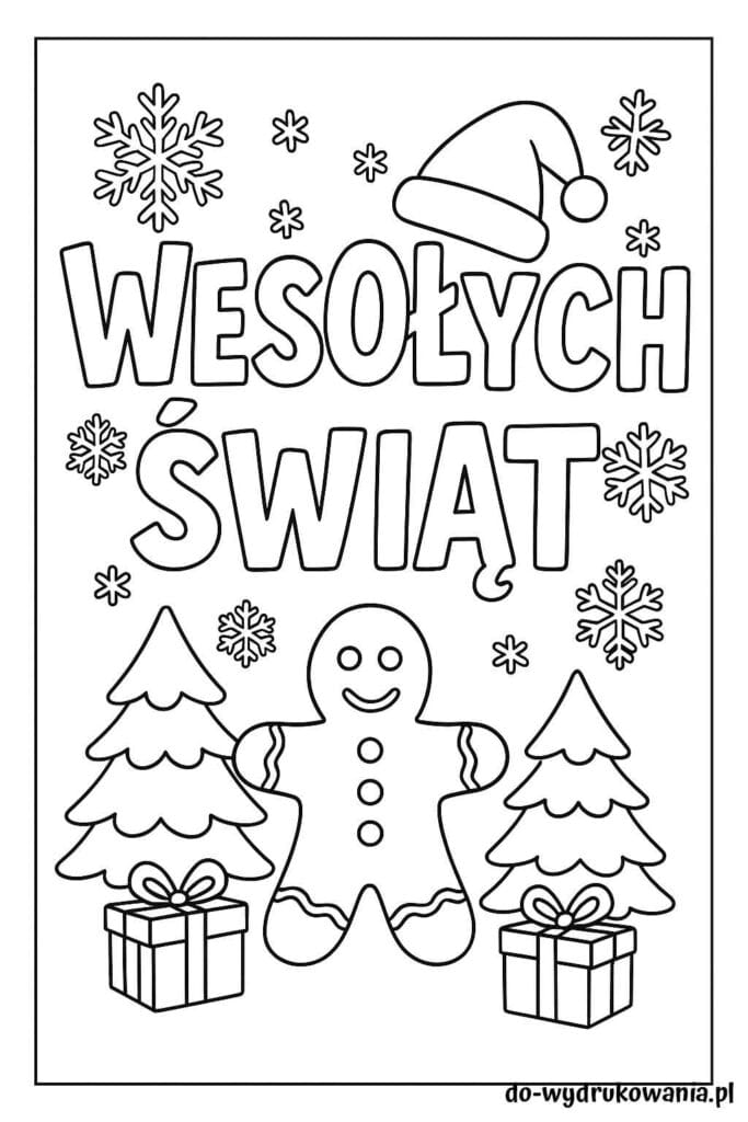 Kolorowanka wesołych świąt do wydrukowania w formacie pdf